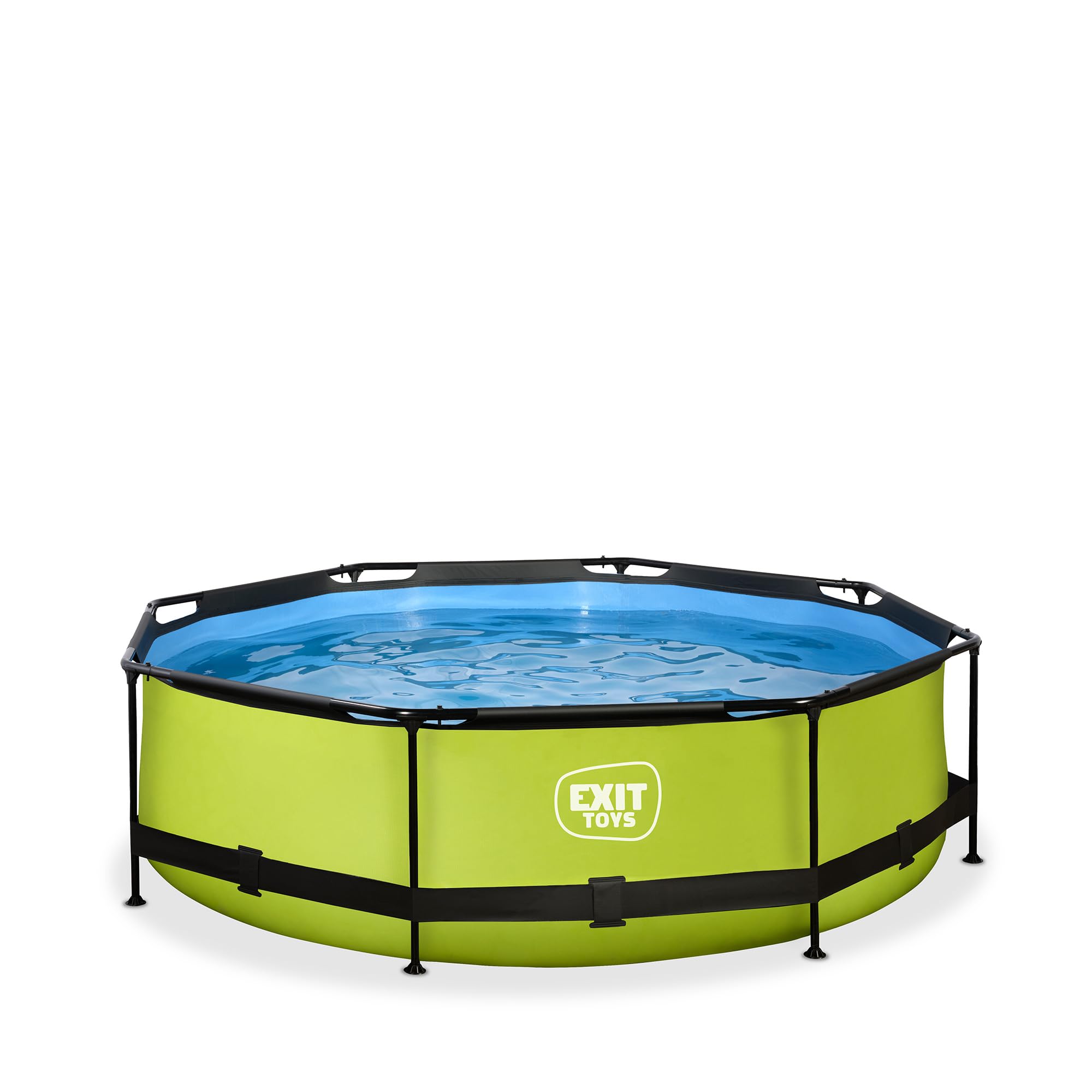 EXIT Toys Piscine Hors Sol Tubulaire Ronde ø 300 x 76 cm avec Pompe Filtrante – Piscine Enfant pour Jardin – Cadre en Acier Certifié TÜV, CE, en 16582 – Lime – Vert