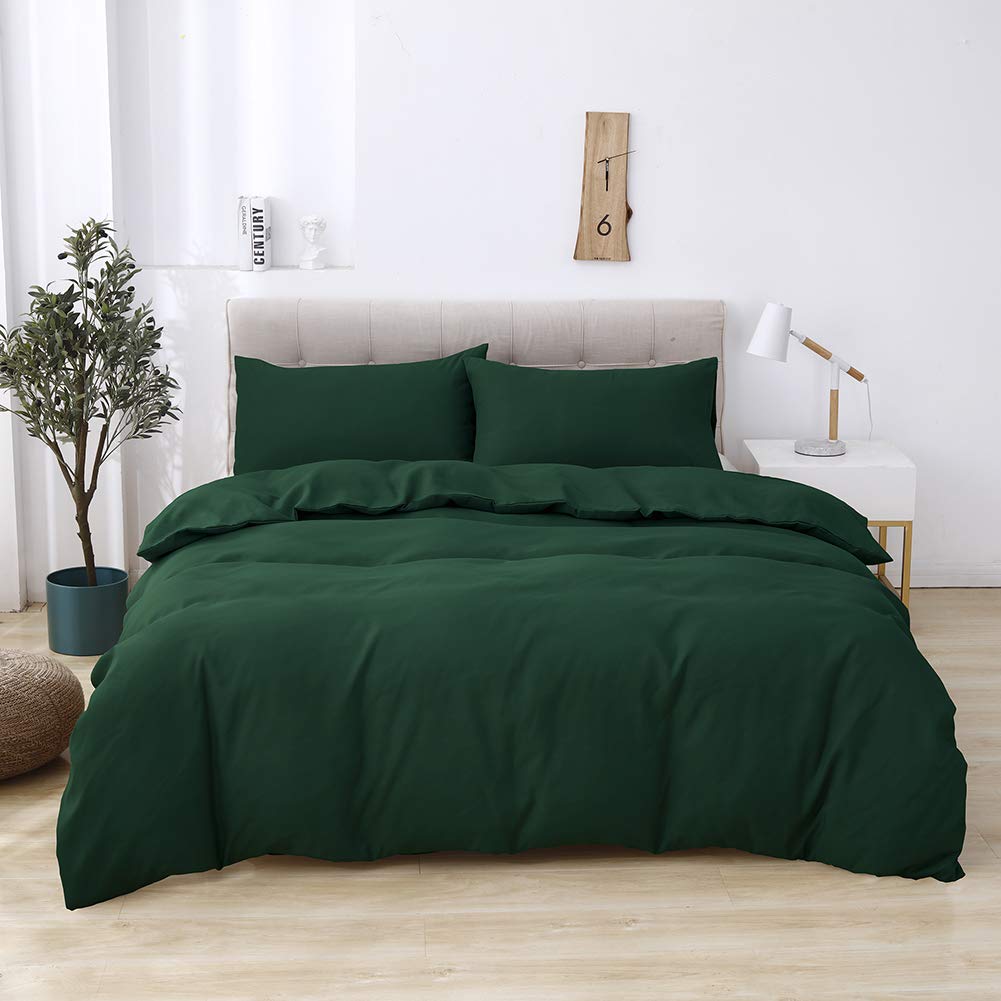 Green Duvet Cover Queen Size, 100 Washed Microfiber Green Comforter