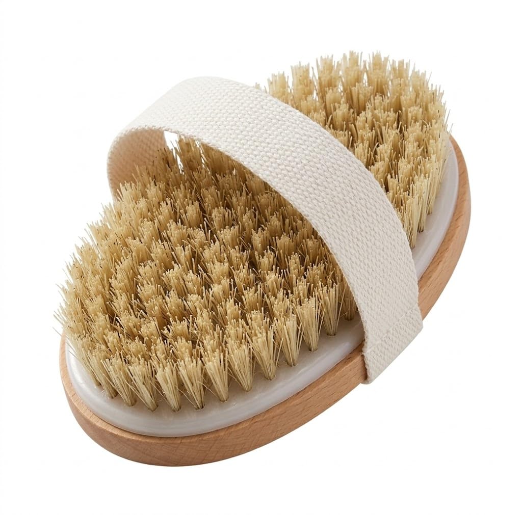 Wooden Dry Brushing Body Brush, Natural Bristle Dry Skin Exfoliating Brush Body Scrub for Flawless Skin, Showering,Cellulite Reduction, Lymphatic