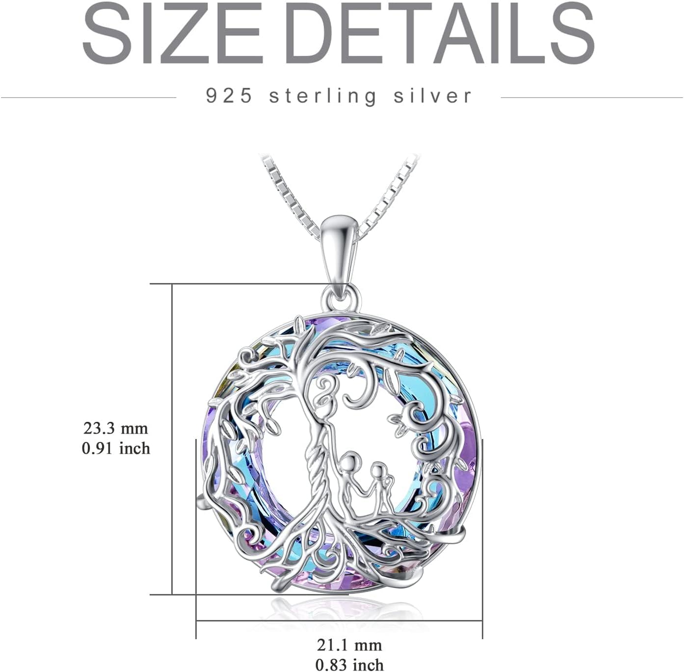 TOUPOP Gifts for Mom Jewelry, Mother and Daughter/Son Necklace 925 Sterling Silver Tree of Life with Austrian Crystal Jewelry for Women, Mothers Day Birthday Gifts - Image 6