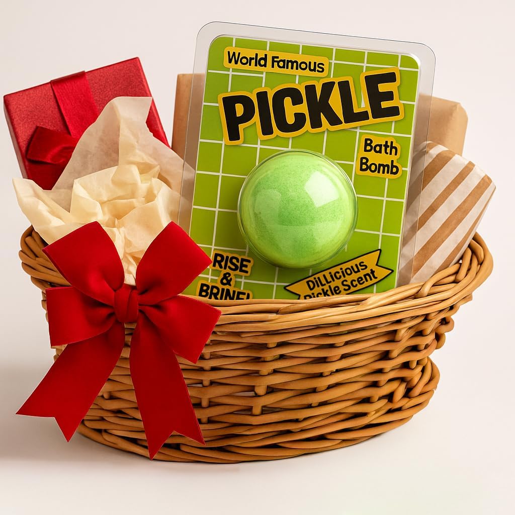 Giant Dill Pickle Bath Bomb - Funny Gag Gift for Pickle Lovers, Kids & Adults - Unique Spa Gift Basket Idea, Secret Santa & White Elephant Stocking Stuffer
