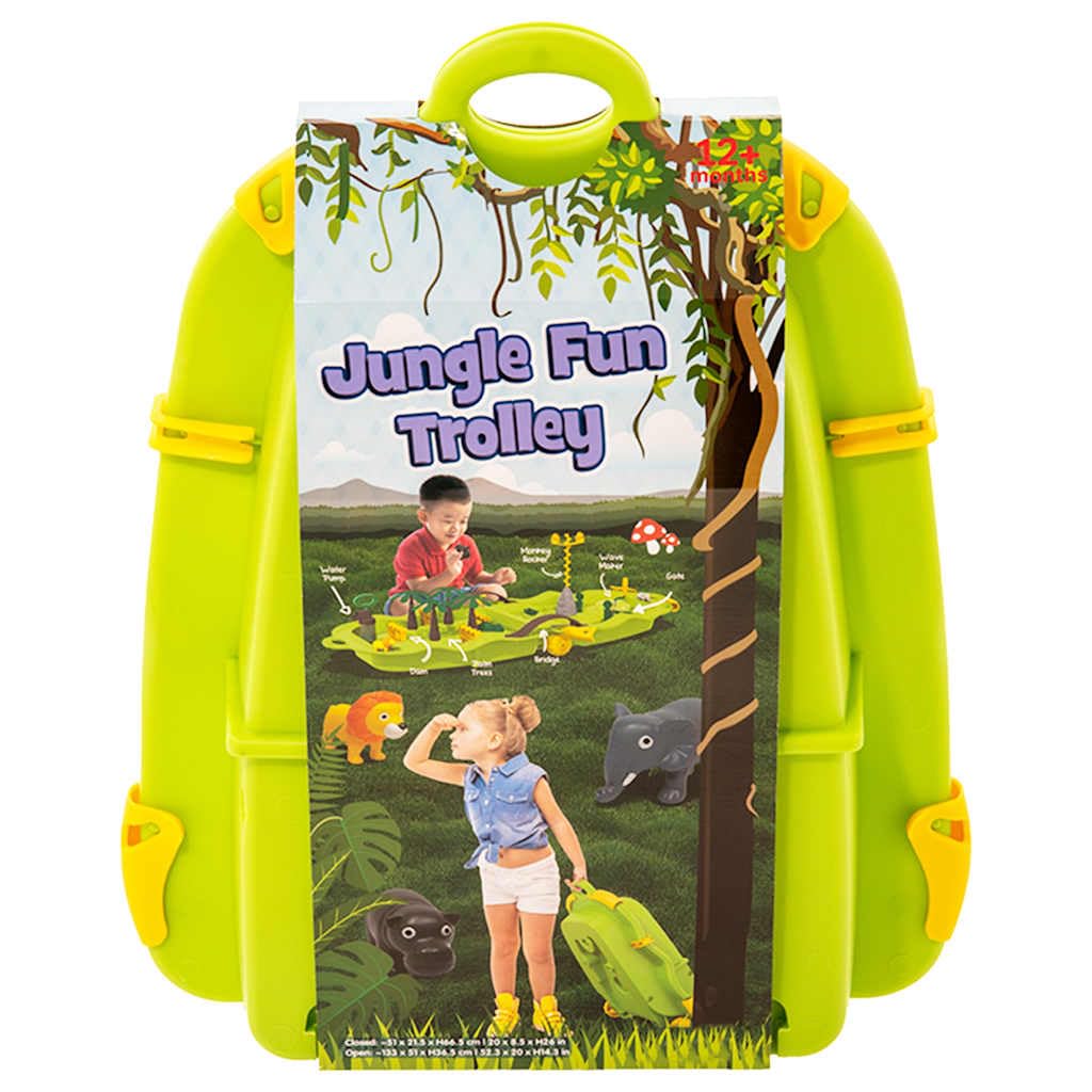 Wasserspiel-Koffer Jungle aus robustem Polypropylen 51x21,5x66,5 cm mit Wasserpumpe, Sandtisch und Spielzubehör für Kinder Garten Terrasse Sommer Outdoor Aktivität