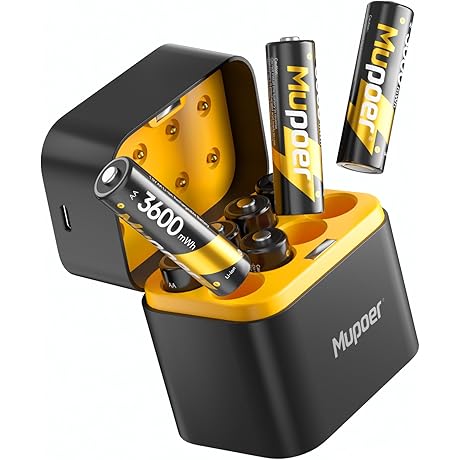 Rechargeable Lithium Battery AA 8-Pack with Charger