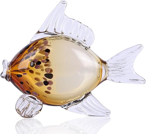 Figura grande de pez de vidrio para decoración del hogar, estatua de animales marinos de vidrio soplado a mano, escultura decorativa con temática