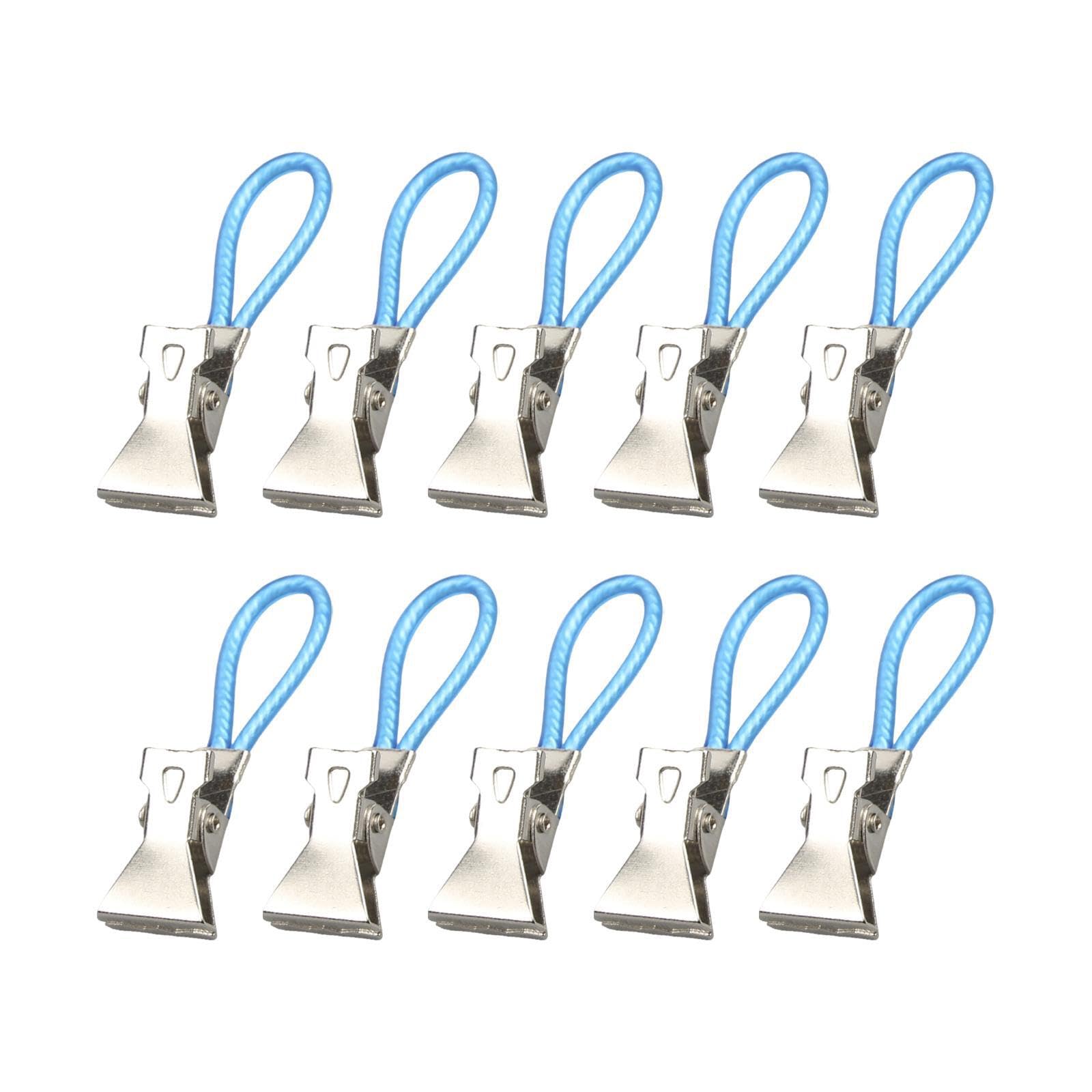 PIXZCSA Reusable Metal Kitchen Towels Clips with Hanging Loop Provides Space Saving Options While Keeping Towels Neatly Organized Hanging Tea Clip Clothes, Blue, 5x1.56cm