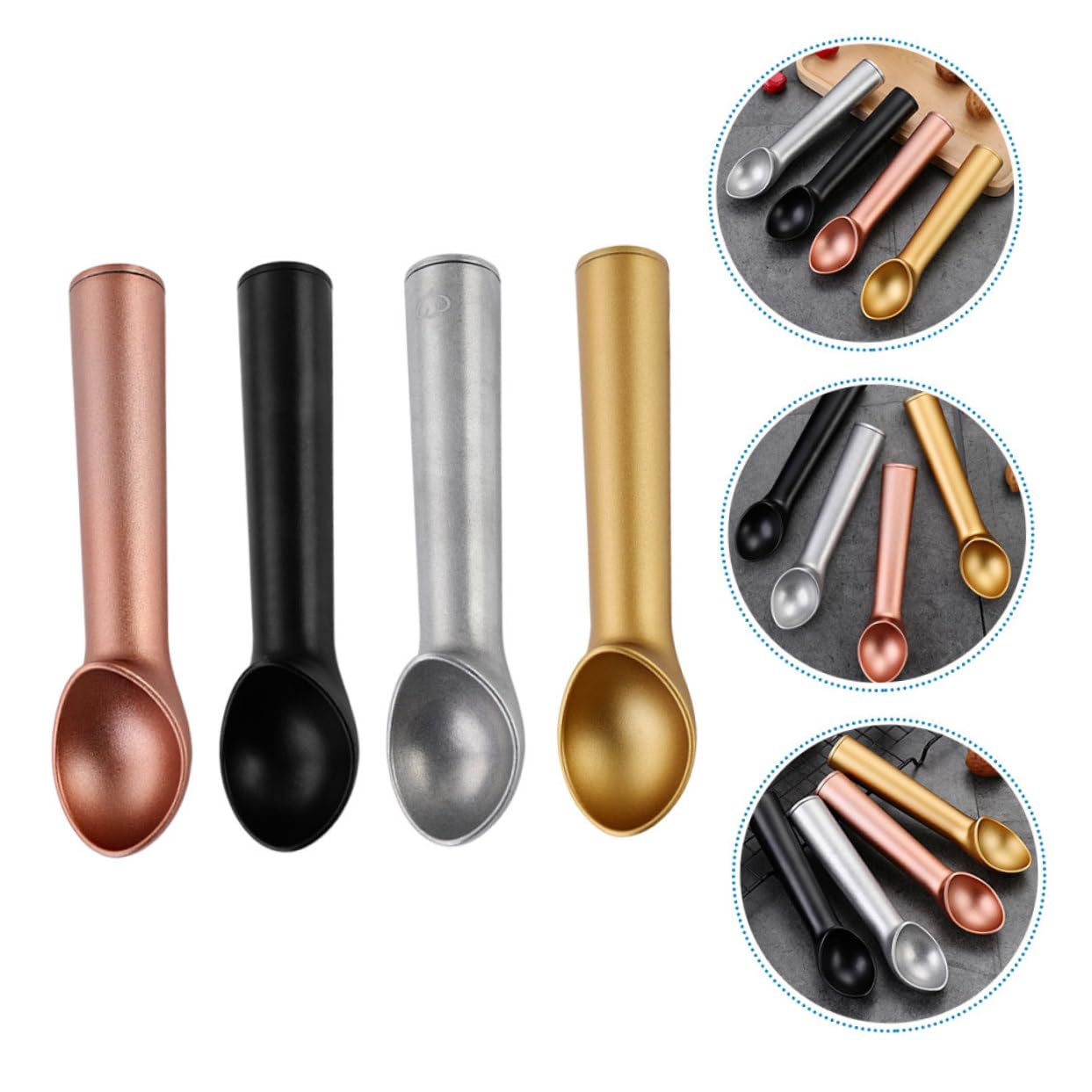 4pièces Cuillère à Glace Aluminium Antiadhésive Set De Cuillères Multifonctionnelles Pour Fruits Et Desserts Pratique Et Pour Et Déguster