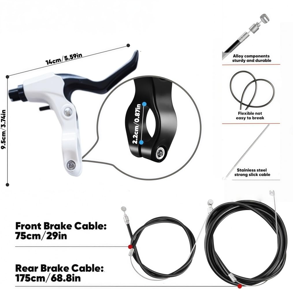 Fahrrad-V-Brake-Kit, universelles Bremsystem für Vorder- und Hinterrad, bestehend aus Bremshebeln, Bremssätteln, Bremszügen und Bremsbelägen.