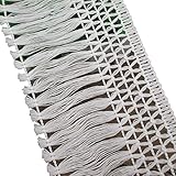 Trimscraft 4 Inches Wide White Lace Tassel Fringe Lace Trim for Dress Skirt Extender Curtain Home...