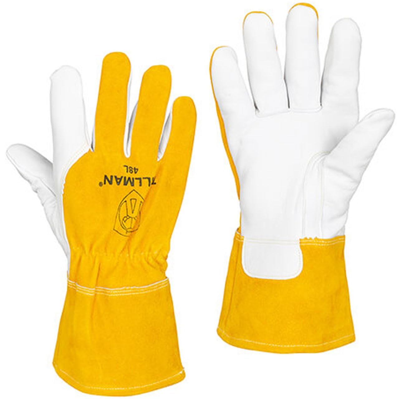 John Tillman and Co Large Brown Top Grain Goatskin Fleece Lined Standard Grade MIG Welders Gloves With Straight Thumb, 3 12" Cuff, Kevlar Stitching And Elastic Back