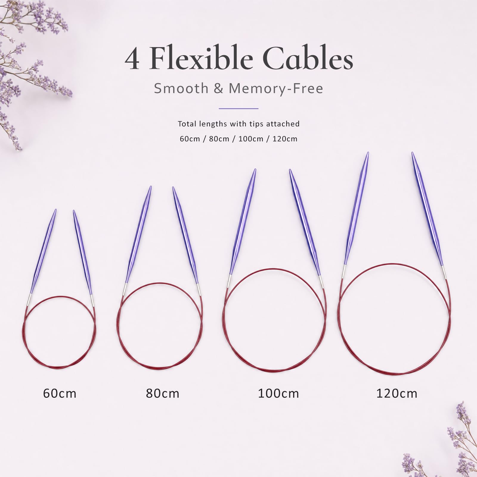 RUIDI Juego de Agujas de Tejer Circulares, Agujas de Tejer Circulares Intercambiables de Aluminio Ligero y Cálido Con Estuche y Accesorios, 13 Pares de Agujas Circulares de 2,75 mm a 10 mm (Violeta)