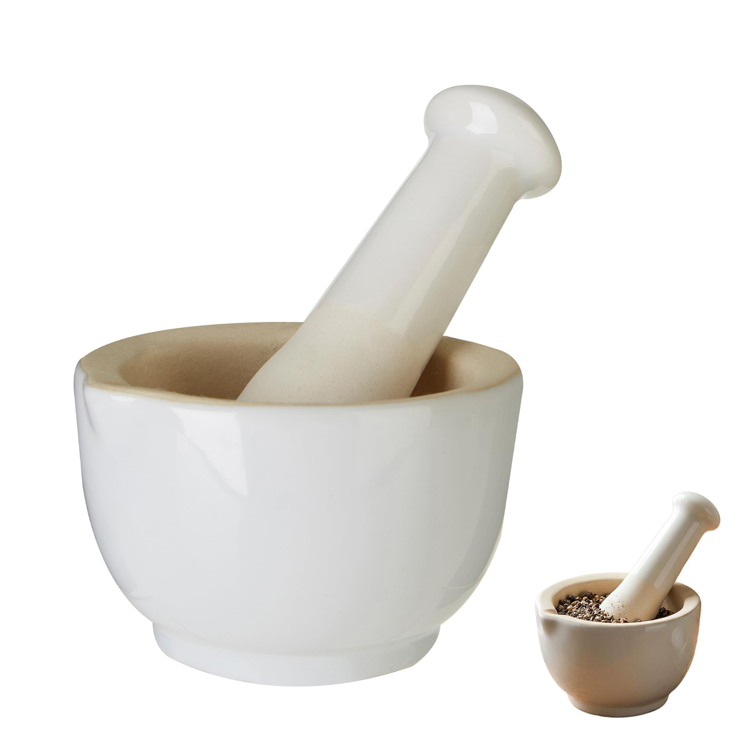 Premier Housewares White Finish Pestle And Mortar Small Pestle Mortar Set With Dark Skirting Contemporary Design Pestles and Mortars For Spices Seasoning And Herbs Crushing 9 x 9 x 6