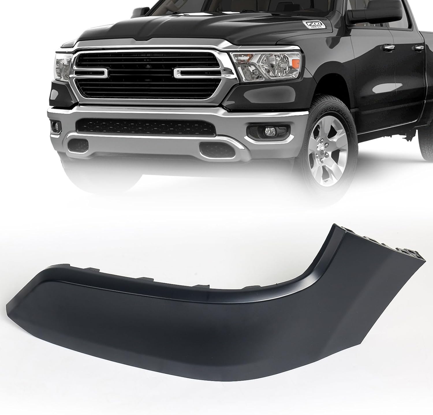 Front Filler Panel Compatible with Dodge Ram 1500 2019 2020 2021 2022 2023 2024 Bumper Molding Trim Left Driver Side 68403911AE CH1016103