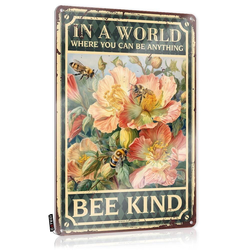 Mwfkkaddb Women's Colour Tin Sign Metal In A World Where You Can Be Anything Bee Kind Tin Sign Garden Wall Arthippie Decoroffice Cubicle Accessoriesoffice Desk Decor For Cave Door Sign Retro Signs(30X40cm)