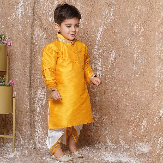 Image of AJ DEZINES Kids Ethnic Wear Pure Cotton Dhoti Kurta Set For Boys