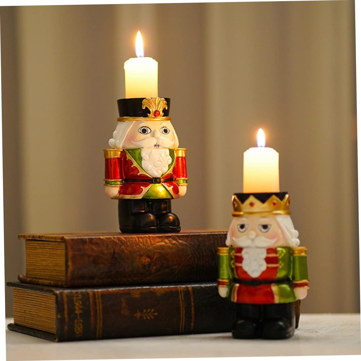 PRETYZOOM Nutcracker Candle Holder Creative Resin Stand for Christmas Decoration Tabletop Adornment for Home Unique Holiday for Family and Friends