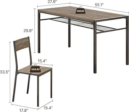 Vista 73 de Gizoon Juego de mesa de comedor para 2, mesa de cocina de 3 piezas con 2 sillas para espacios pequeños, apartamento, cocina, comedor, ahorro