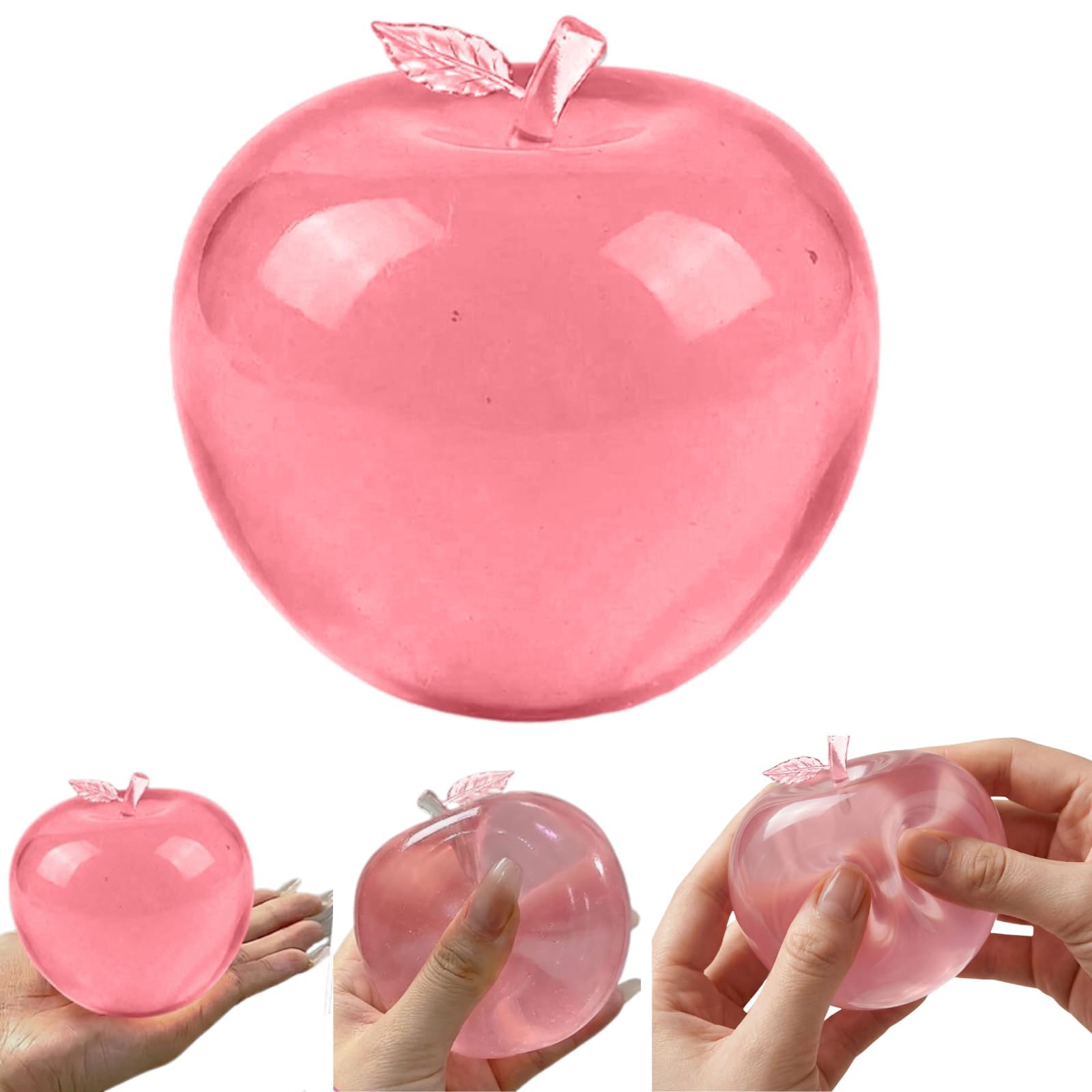 Realistic Jumbo Pink Apple Shape Squishy Stress Ball, Soft Sensory Fidget Toy for Adults, ADHD, Autism, Office Desk, Classroom and Party Favours (A1)
