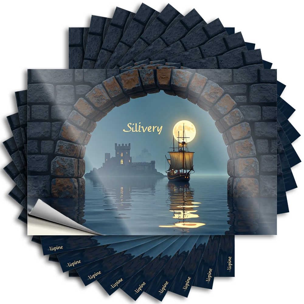 Spring, Quote Funny Window Quote Stickers, Tall No Residue Decals for Luggage | Student Party Favor Custom Silvery Moonlit Voyage Through Ancient Archway(12X18CM)