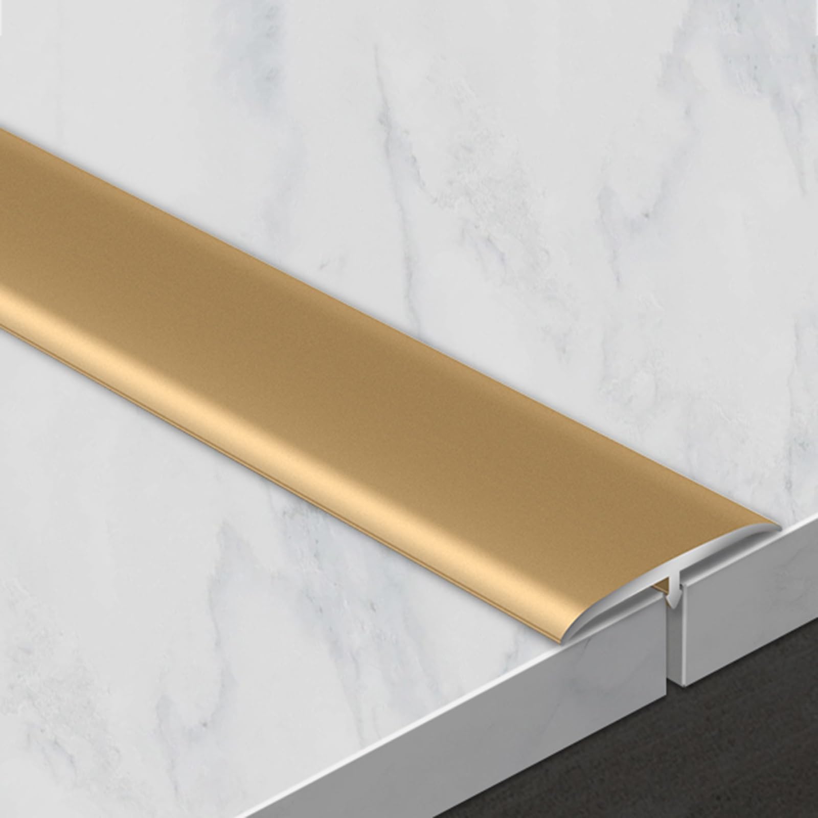 VQWQV 90cm Versatile Metal Trim Door Thresholds Aluminum T Molding Floor Transition Strips Flat Divider Tiles Gap Covering Strip For Joining Laminate Planks(Gold,W:3.3cm/0.1ft)