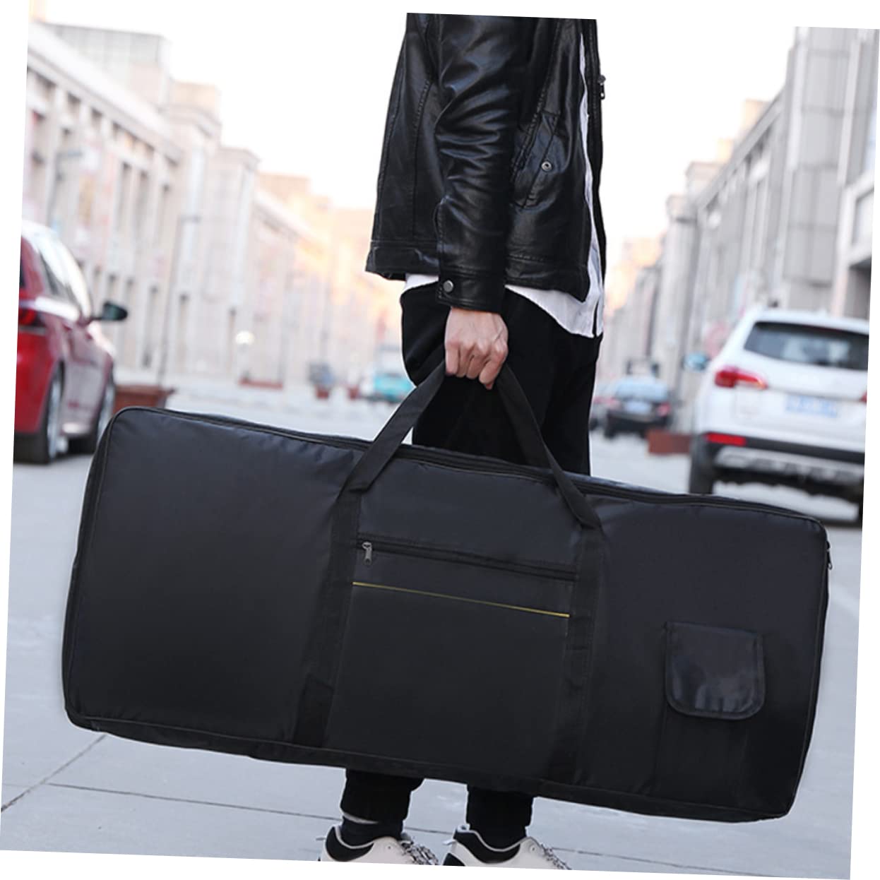 FRCOLOR Borsa per Tastiera Elettronica Tracolla Regolabile 61 Tasti Oxford e Doppio Utilizzo come Zaino o Borsa a Mano Nera