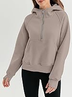 Vista 6 de AUTOMET Sudaderas con capucha para mujer, con media cremallera, chaquetas de vellón, tops de gran tamaño, trajes de otoño, ropa de moda de invierno