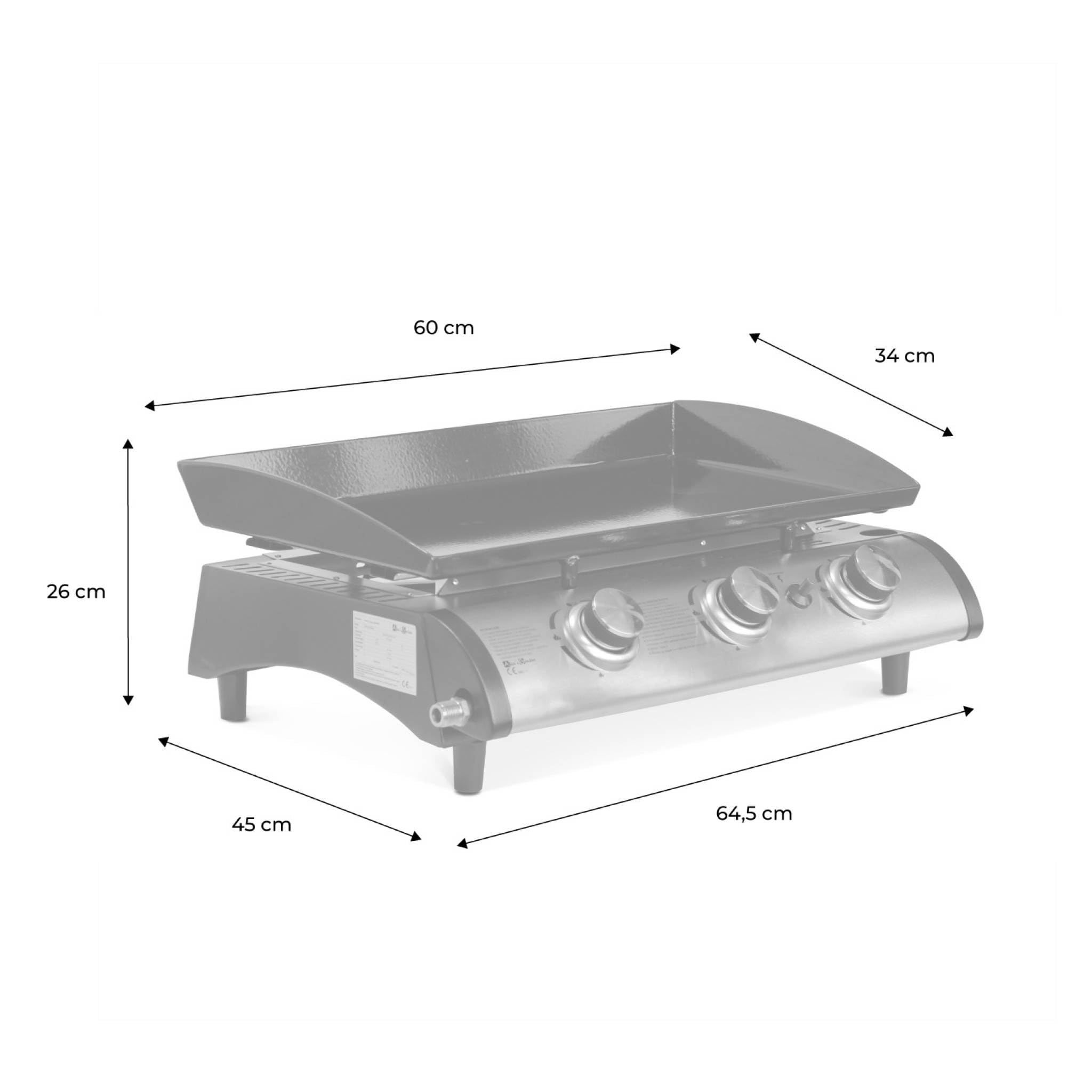 Alice's Garden Plancha au gaz 3 Feux Porthos 7.5 KW Barbecue Cuisine extérieure INOX