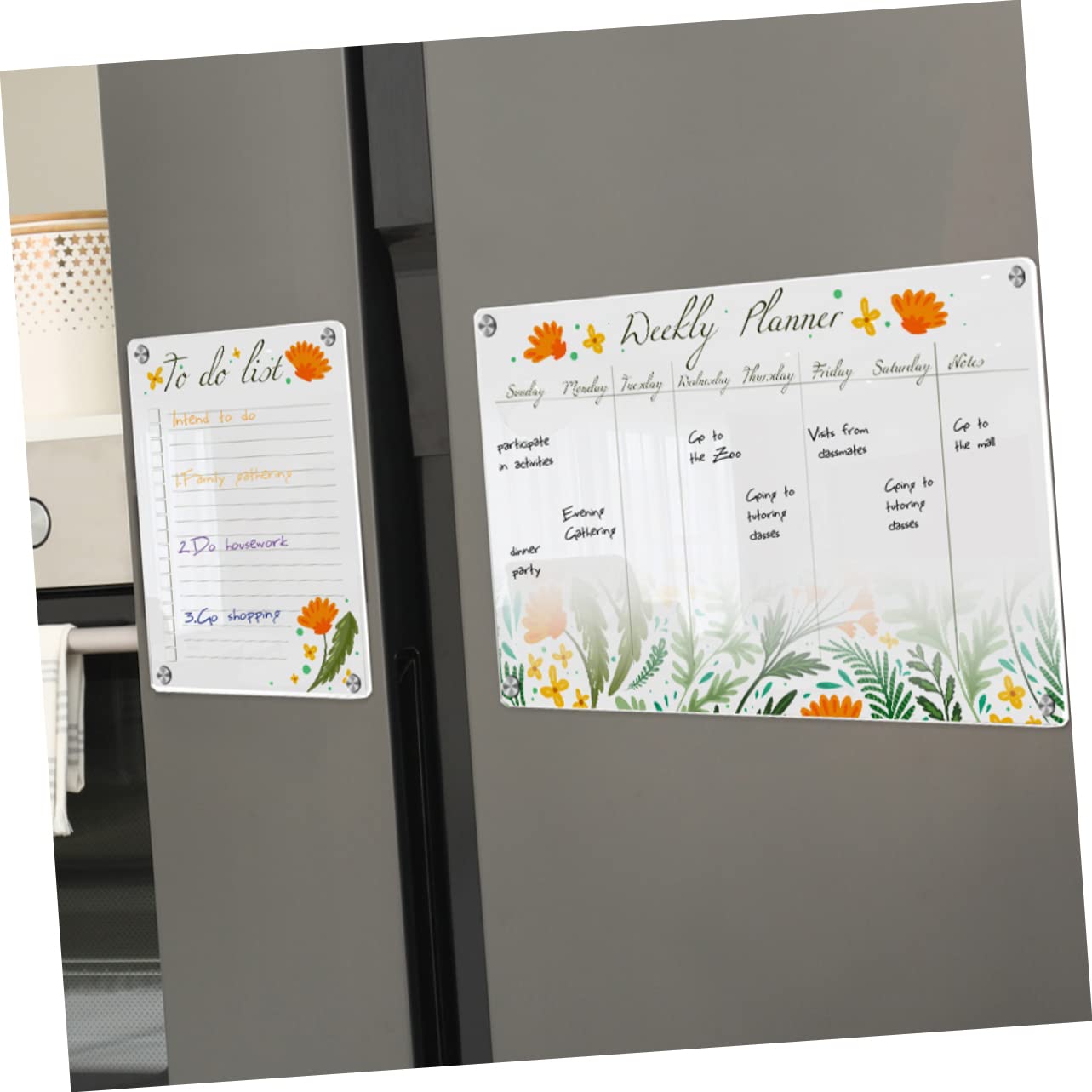 Uonlytech Lavagna Magnetica Trasparente Magnetica Calendario Settimanale Cancellabile in Acrilico per e Promemoria per Frigorifero