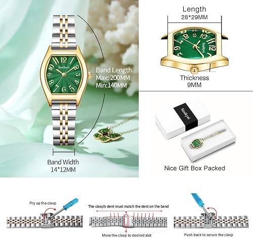 Miniatura 6 de Reloj en forma de barril para mujer con números arábigos fáciles de leer, reloj de vestir para mujer