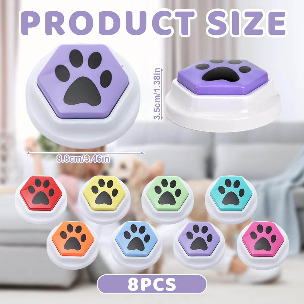 NAVESO 8 Pièces Buzzer Enregistrable, Bouton Enregistreur, Buzzer Sonore, Bouton Chien Communication, Boutons Parlant Enregistrable pour Lentraînement Au Animaux Communication Enregistrée