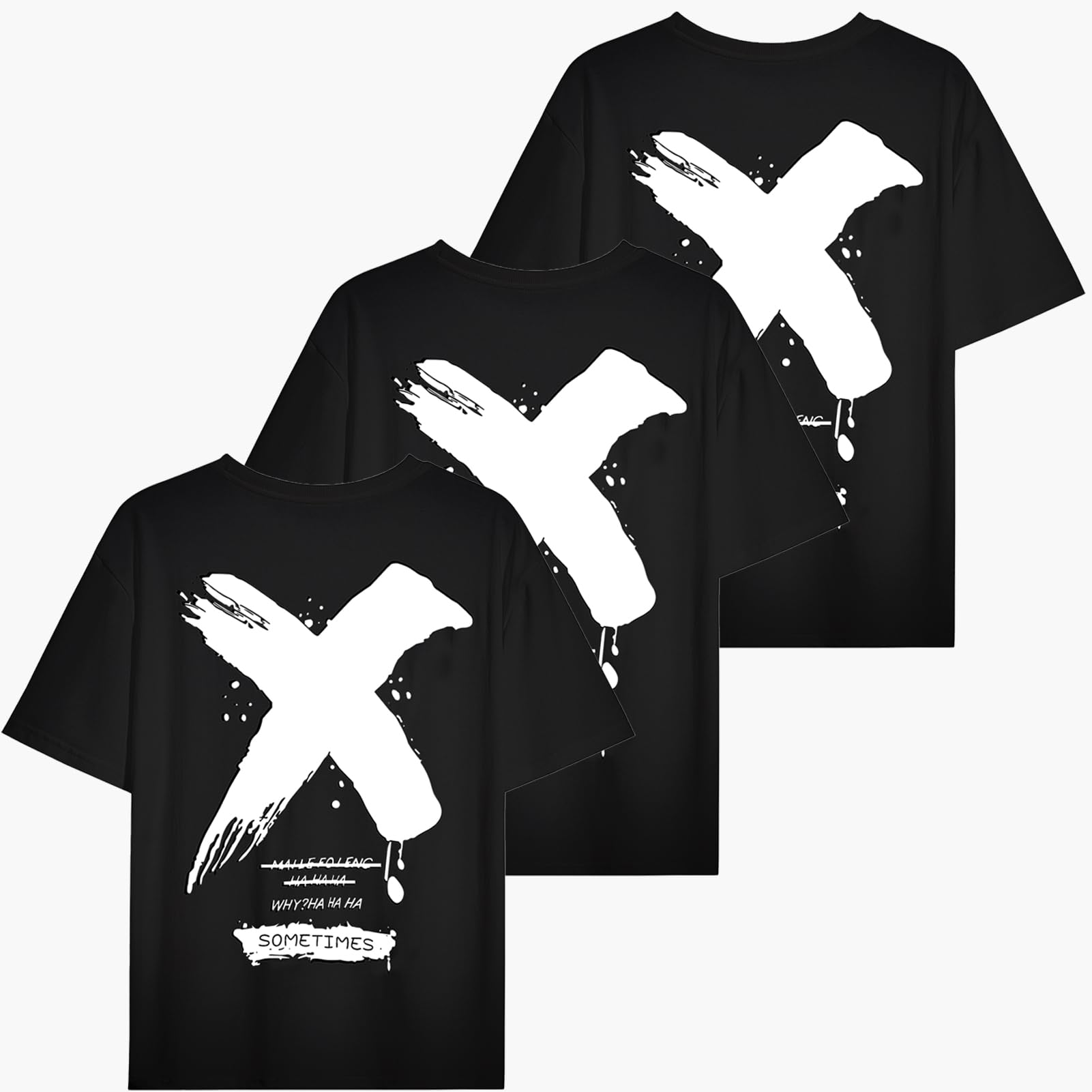Uomo Confezione da 3 Magliette Maniche Corte Scollo Tondo Hip Hop Casual Stampa Estate T-Shirt