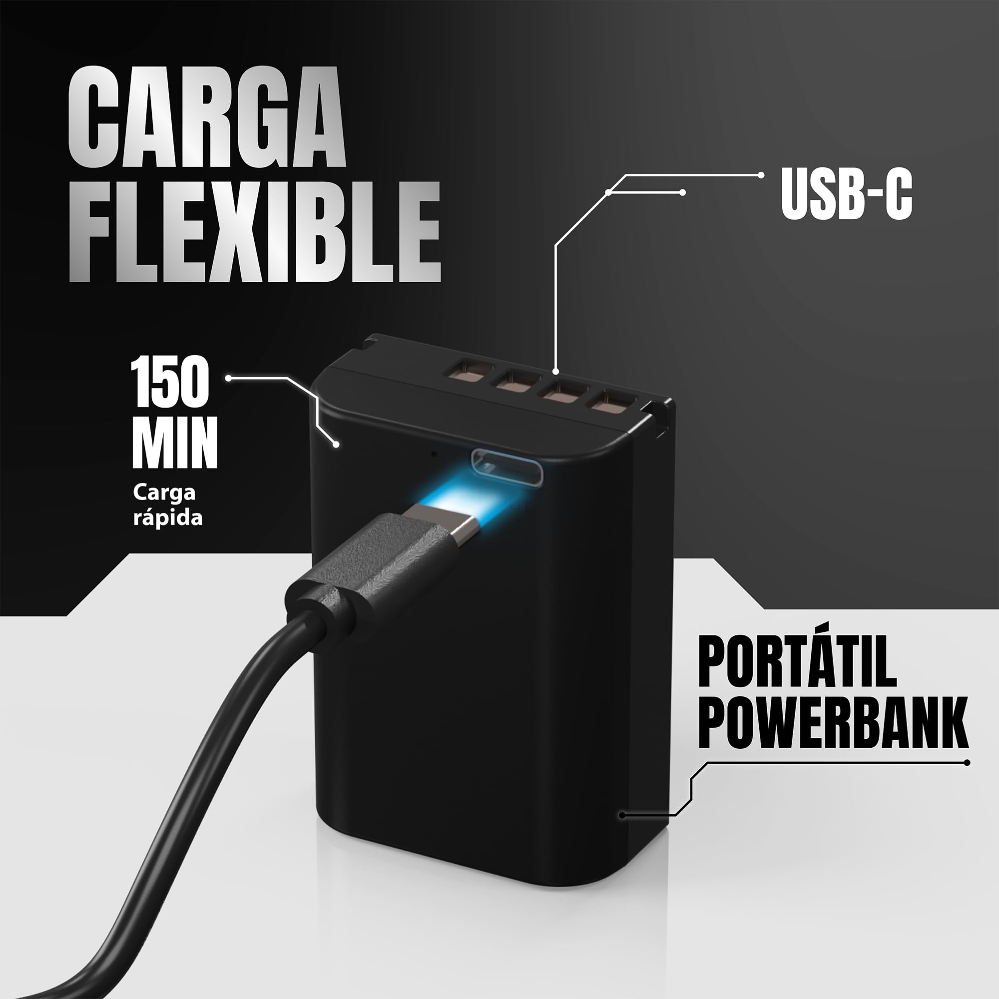 PATONA 2X USB-C Platinum Batería para Olympus BLX-1 BLX1 2600mAh | Batería para OM-1, OM1, OM-3, OM3 – con carga directa, con protección antisobrecarga y anticortocircuito