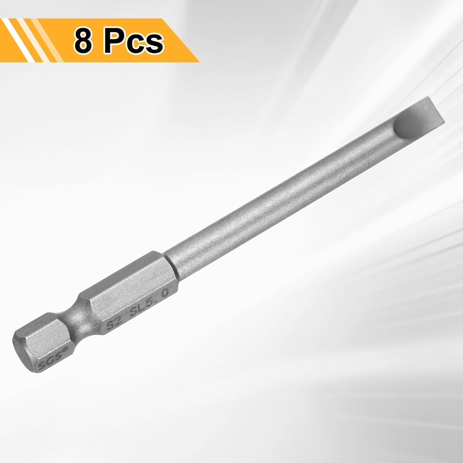 HARFINGTON 8pcs SL5 Slotted Screwdriver Bits 5mm Slotted Tip 1/4" Hex Shank 75mm (3") Long Magnetic Flat Head S2 Steel Screw Driver Drill Bits Industrial Power Screwdriver Bit