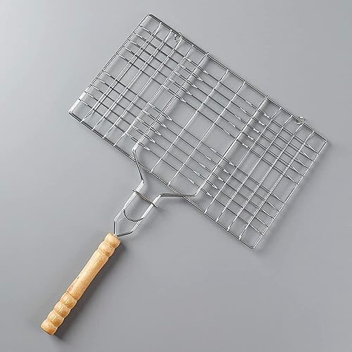 XBWEI - Cesta portátil para barbacoa de acero inoxidable, antiadherente, para parrilla, herramientas de malla para hamburguesa de pescado