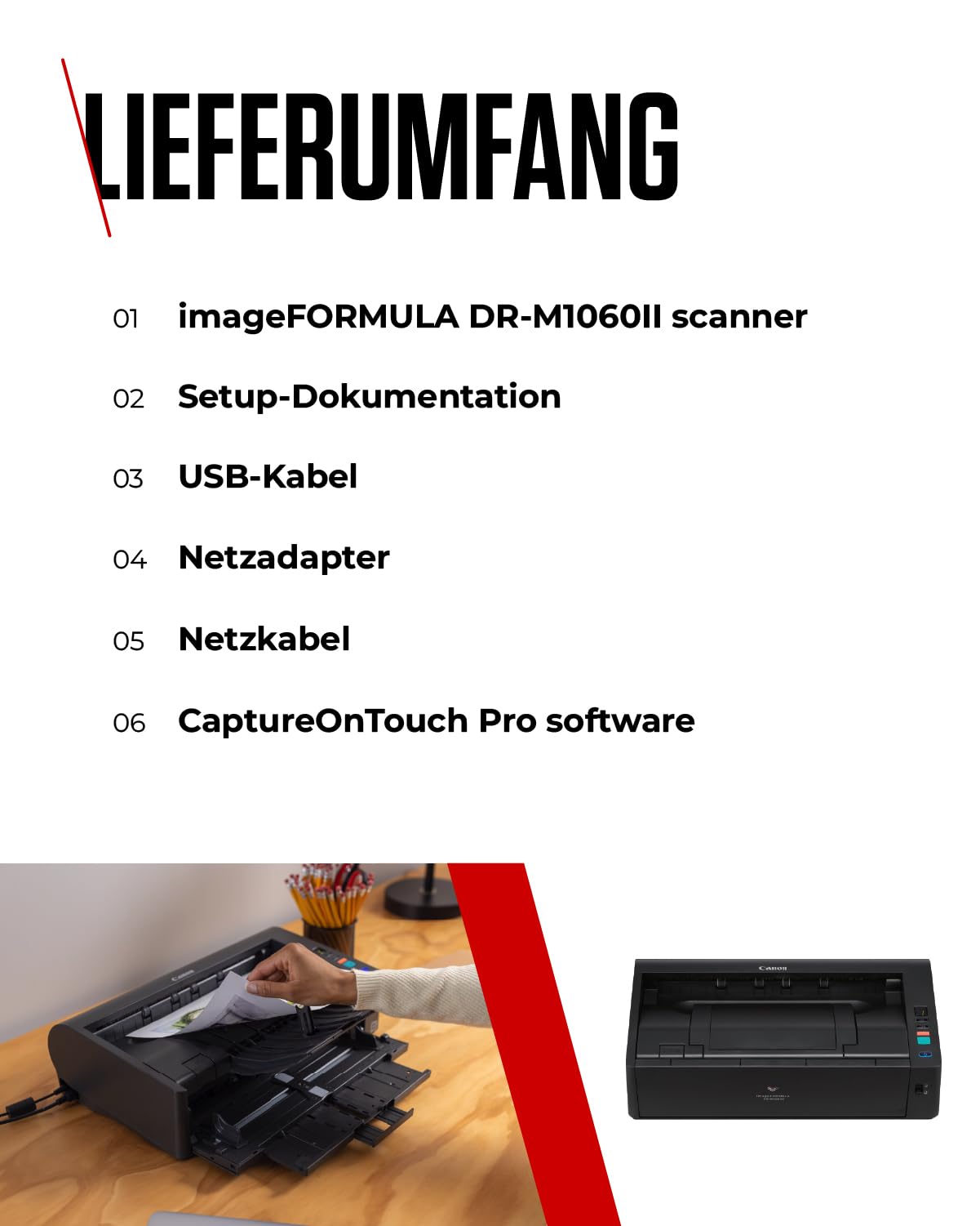 Canon imageFORMULA DR-M1060II A3 Dokumentenscanner | Kompaktes Design & leistungsstark für Büro & Home Office | 600 DPI Auflösung | 80-Seiten-Automatischer Einzug | Mit Canon CaptureOnTouch Pro