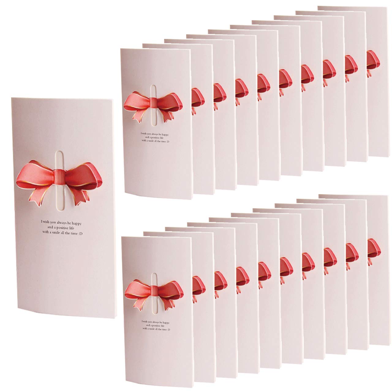 Amazon | HWT リボン 付 メッセージカード 20枚セット ピンク 席