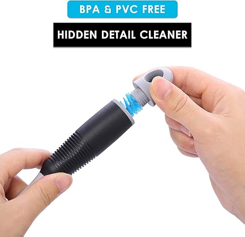 Miniatura 5 de Cepillo para biberones con limpiador de pezones, cepillo de limpieza de botellas de agua de mango largo, construido para limpiar biberones, tazas