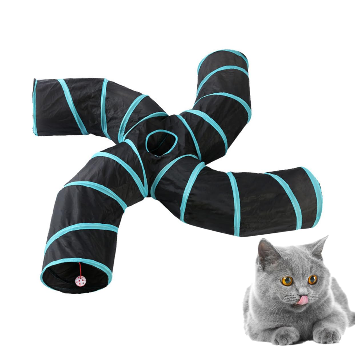 Túnel plegable para gatos BESPORTBLE con tubo de 4 vías forma de S tamaño S
