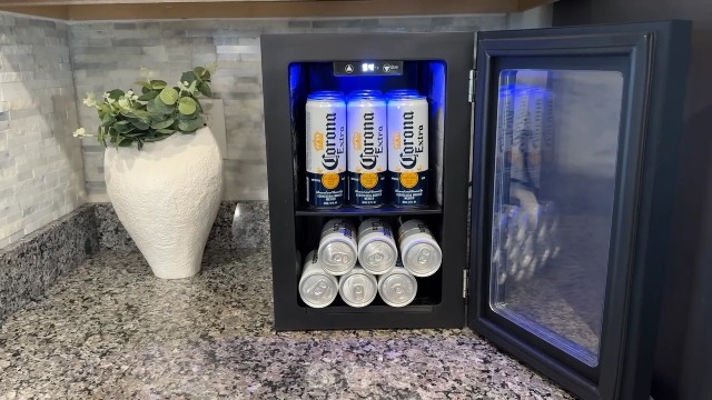 Image of Electactic 24 Cans Beverage Refrigerator Cooler, Mini Fridge Countertop Drink Cooler for Soda, Canned Beer, Adjustable Digital Temperature Control for Home Dorm Office, Black