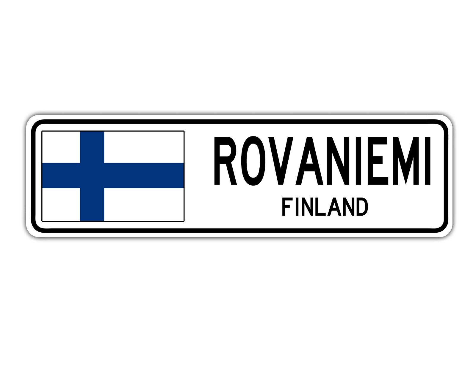 Biopracess Warningsigna9966 New Rovaniemi Finland Street Sign Finnish Finn Flag City Country Road Wall Street Sign 4X16 Inches