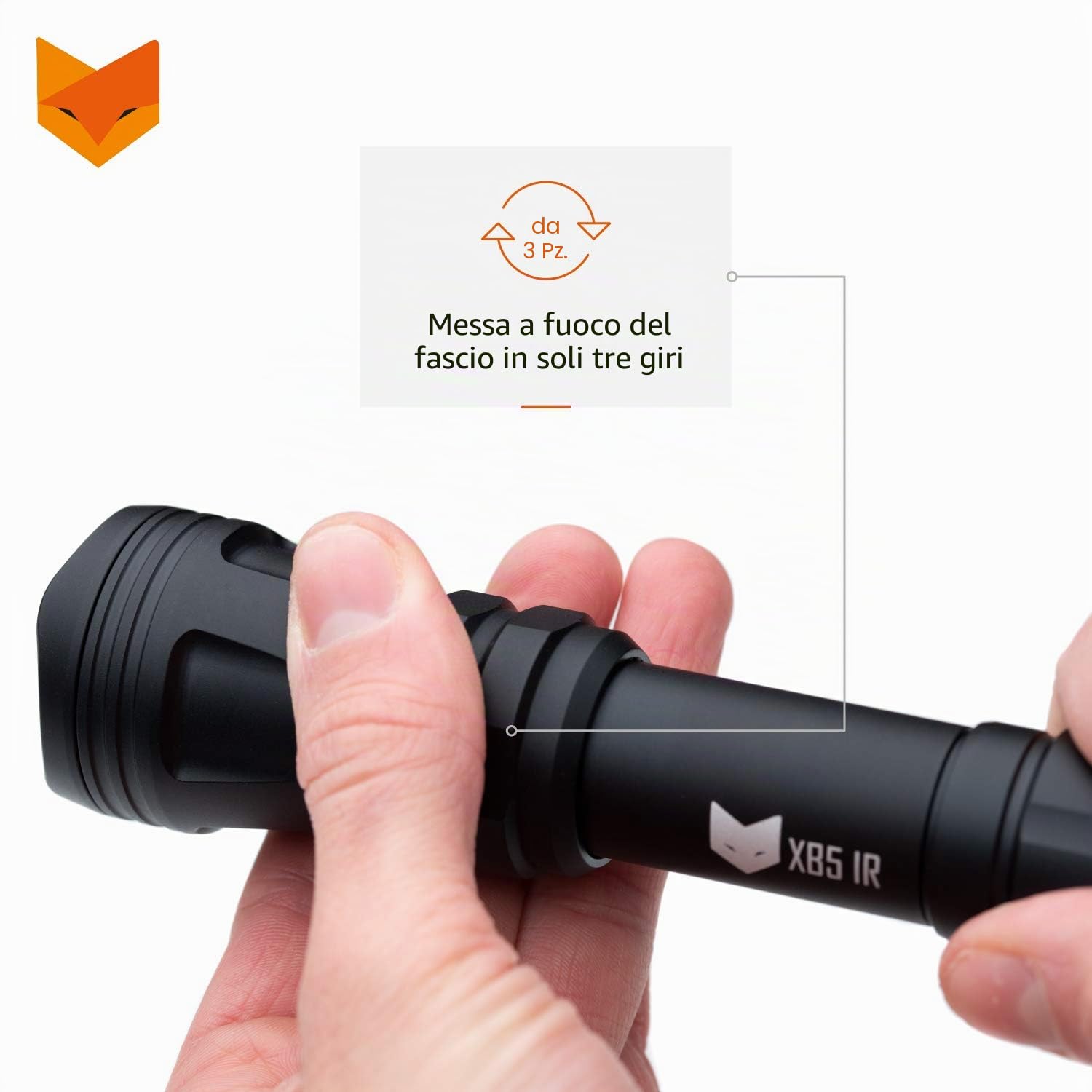 Nightfox XB5 Illuminatore IR | Lunghezza d'onda 850nm | Luce invisibile per l'uso solo con dispositivi per la visione notturna | LED da 5W | Messa a fuoco rapida | Dimmerabile