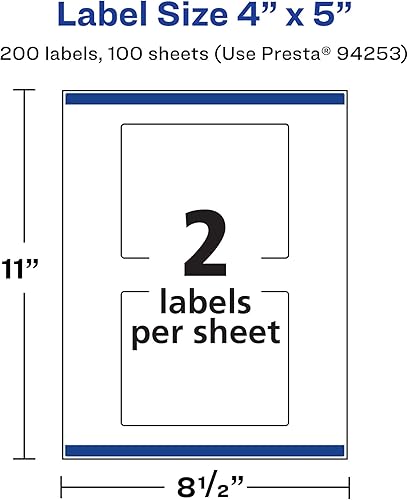 Miniatura 10 de Avery Etiquetas rectangulares duraderas e impermeables con alimentación segura, 4 x 5 pulgadas, 20 etiquetas impermeables resistentes al aceite y al