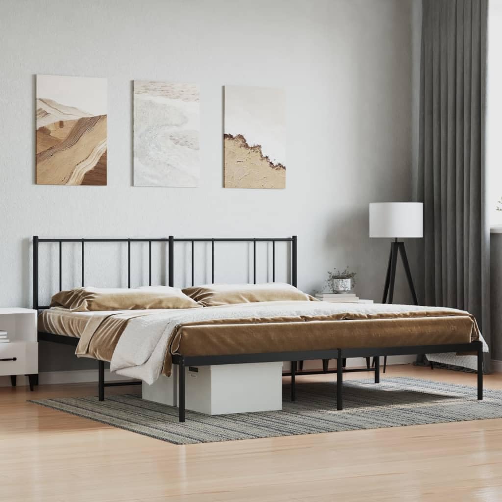 Telaio letto con testiera in metallo nero 180 x 200 cm Cornice da letto per soggiorno Struttura del letto dell'hotel Telaio per camera da letto Adatto per camera da letto