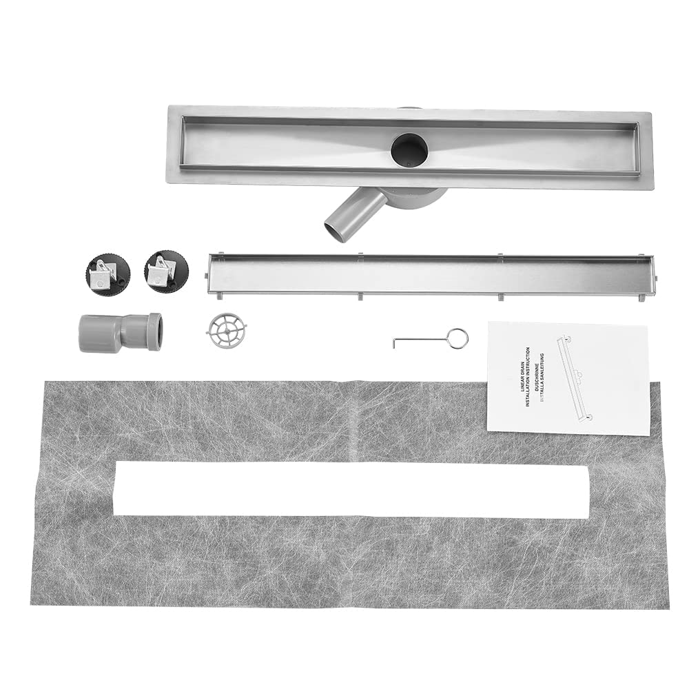 Canalina Di Scarico Per Doccia 80cm | Acciaio Inox, Sifone 360&deg;, Filtro Capelli | Scarico A Pavimento