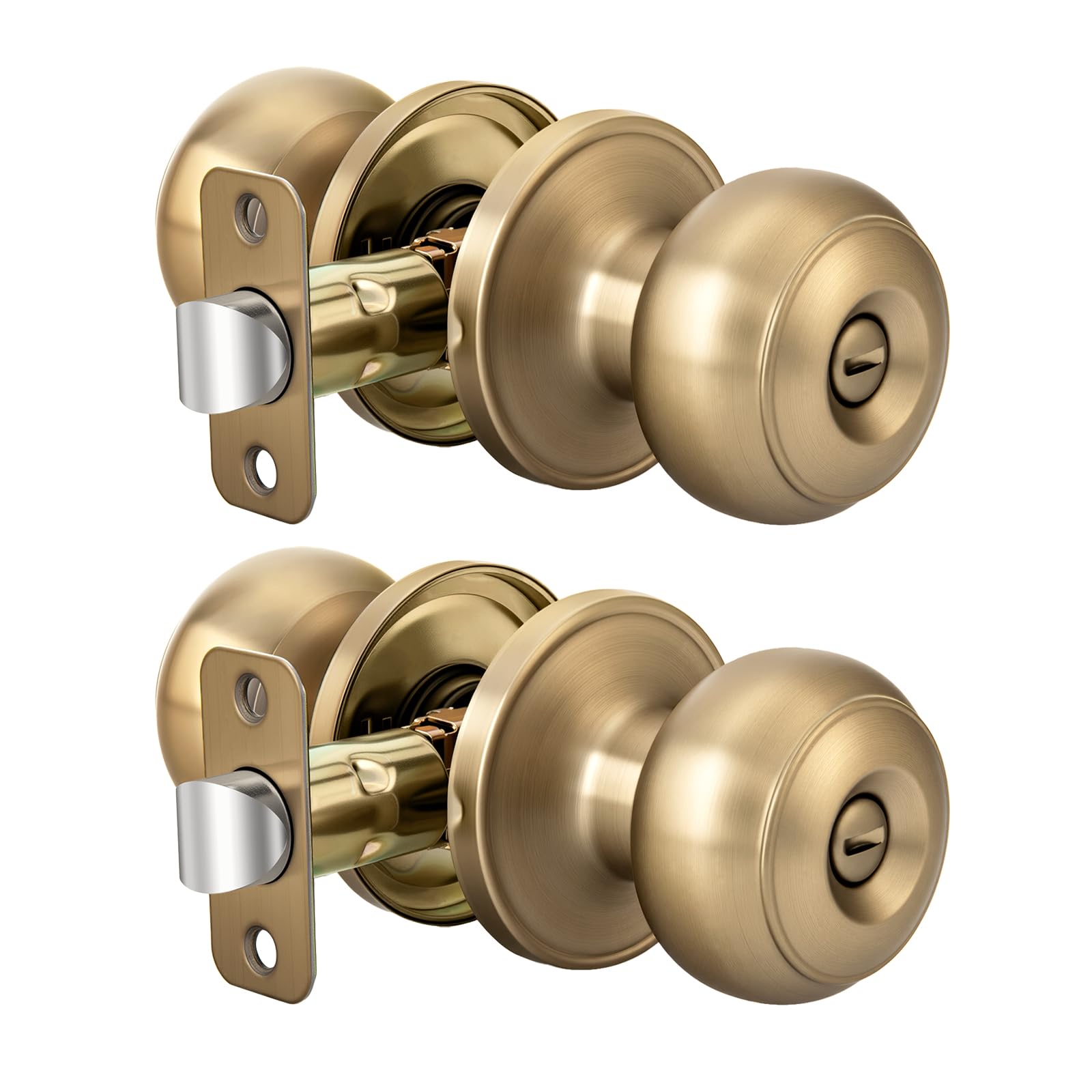 Brushed Gold Door Knobs - 6 Pack Interior -13