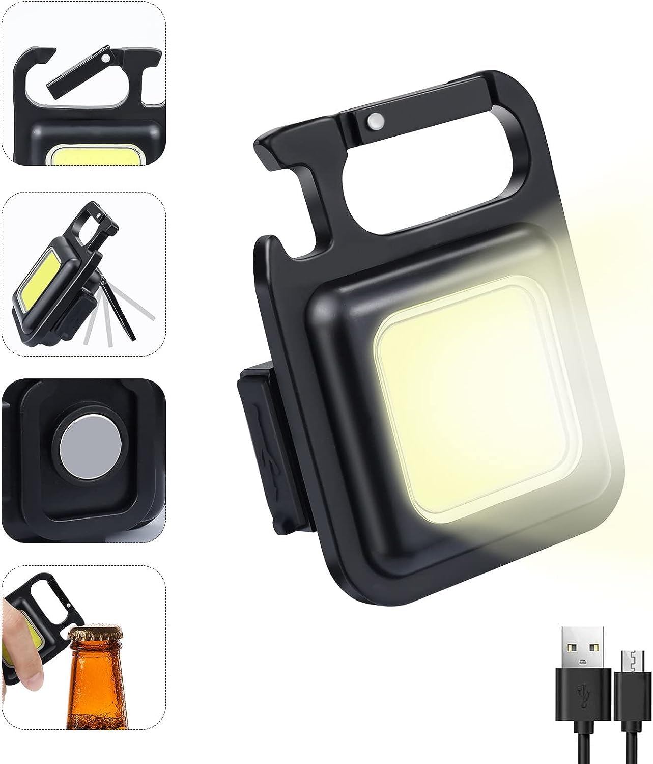 Stock Leader 800 Lumens Rechargeable Small Led Flashlights, Mini Keychain 4 Modes Rechargeable Flashlights