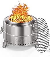 CIAYS 19-Inch Smokeless Fire Pit with Patented Waterfallflame Tech, Portable Outdoor Wood Burning Pit, Grill Rack, Poker & Bag