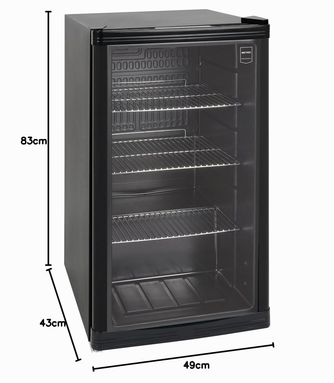 METRO Professional Mini Frigo per Bevande GPC1088 88L 220-240V Porta in Vetro Nero