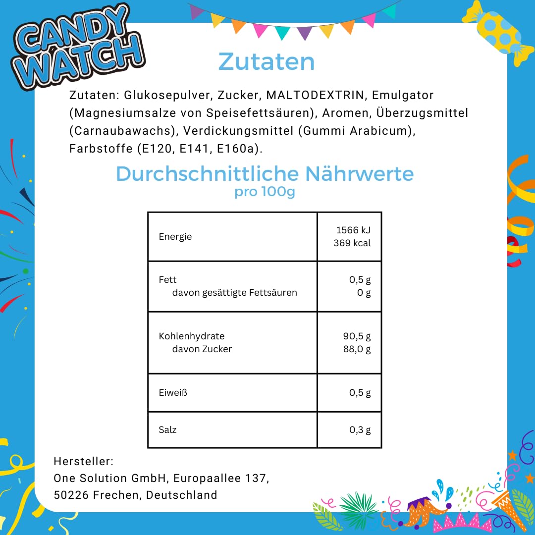 Wurfmaterial für Karneval - Traubenzucker Uhren - 400 Stück einzeln verpackt - Karneval und Fasching - 5,8kg