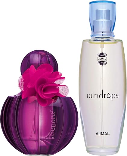 Ajmal Senora EDP Floral Spicy Perfume 75ml for Women and Raindrops EDP Floral Chypre Perfume 50ml for Women