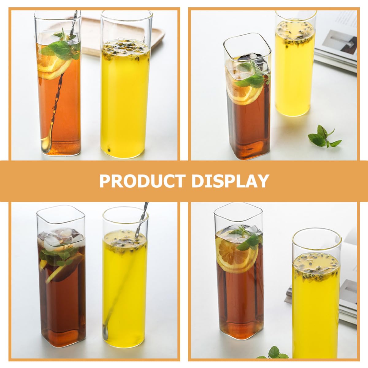 SHINEOFI Bicchieri da Cocktail in Vetro 2 Pezzi, 600ml, Trasparenti | Uso Bar e Ktv, Linee Decorative per Bevande, Set Doppio per Servizio e Presentazione